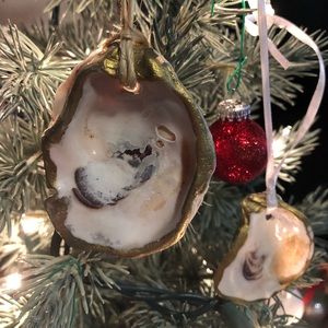 Handmade gold edged, natural oyster shell ornament